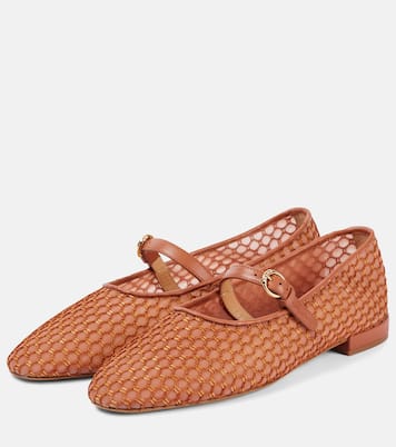 Isobel leather-trimmed mesh ballet flats | Ulla Johnson