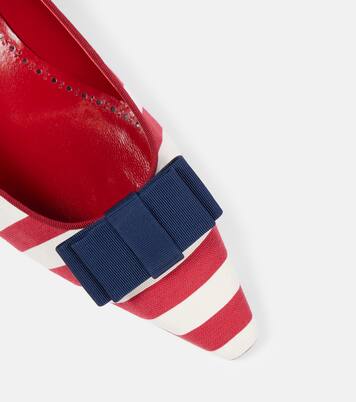 Reador bow-detail striped ballet flats | Manolo Blahnik