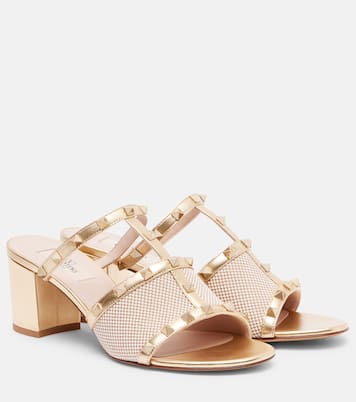 Rockstud 80 leather-trimmed mules | Valentino Garavani