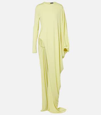 Robe longue asymétrique en crêpe | Tom Ford