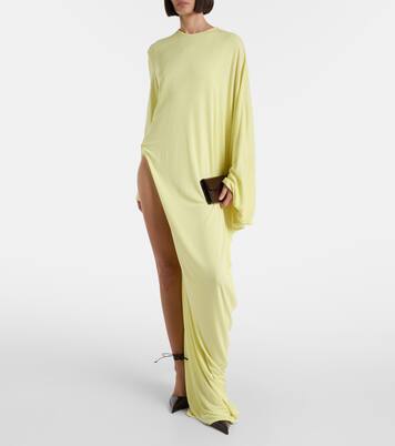 Robe longue asymétrique en crêpe | Tom Ford