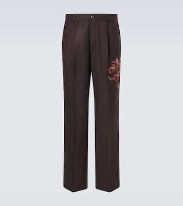 Bestickte Hose aus Wollflanell | Dries Van Noten