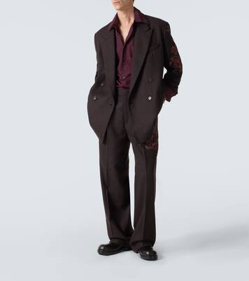 Bestickte Hose aus Wollflanell | Dries Van Noten