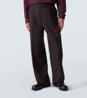 Bestickte Hose aus Wollflanell | Dries Van Noten