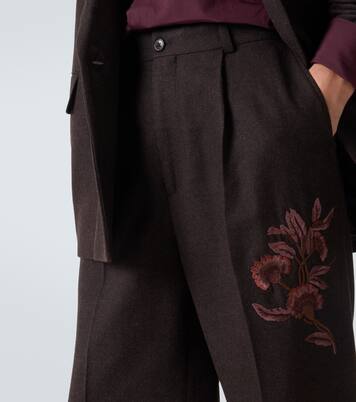 Bestickte Hose aus Wollflanell | Dries Van Noten