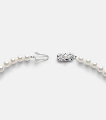 18kt white gold necklace with diamonds and pearls | Mikimoto