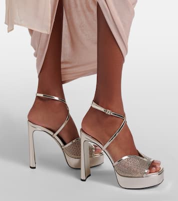 Karli 125 mesh and leather platform sandals | Jimmy Choo