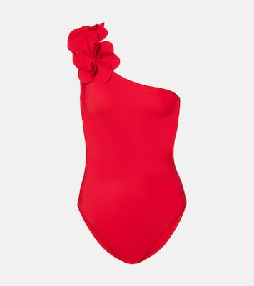 Tess floral-appliqué one-shoulder swimsuit | Karla Colletto