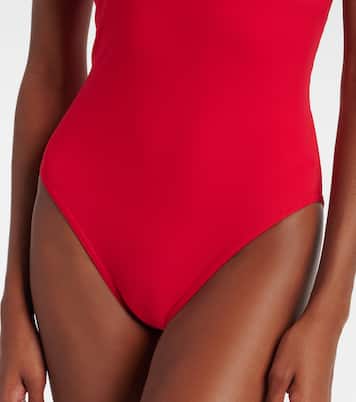 Tess floral-appliqué one-shoulder swimsuit | Karla Colletto