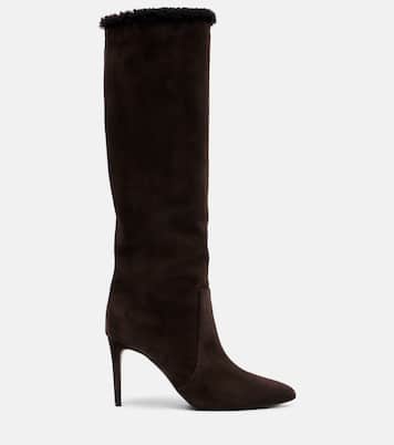 Stiefel Stiletto 85 aus Veloursleder mit Shearling | Paris Texas