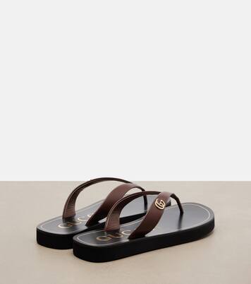 Mila Double G leather thong sandals | Gucci