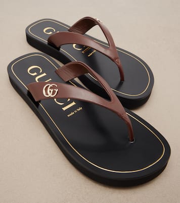 Mila Double G leather thong sandals | Gucci