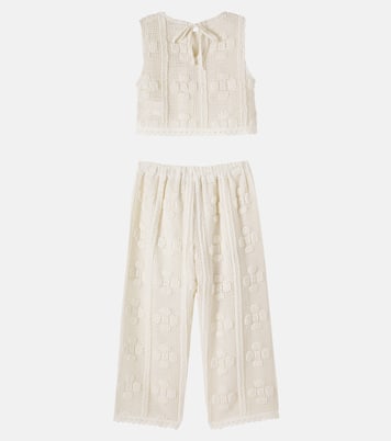 Top e pantaloni Inez in crochet di misto cotone | Bebe Organic