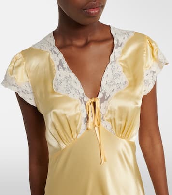 Vestido midi de satén con encaje | Rixo