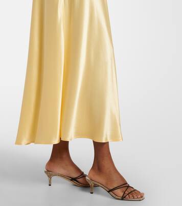 Vestido midi de satén con encaje | Rixo