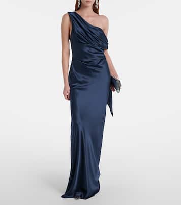 Draped one-shoulder silk charmeuse gown | The Sei