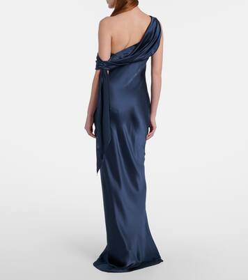 Draped one-shoulder silk charmeuse gown | The Sei