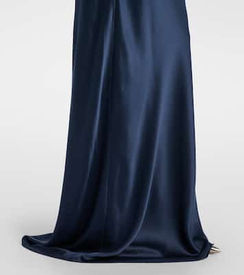 Draped one-shoulder silk charmeuse gown | The Sei