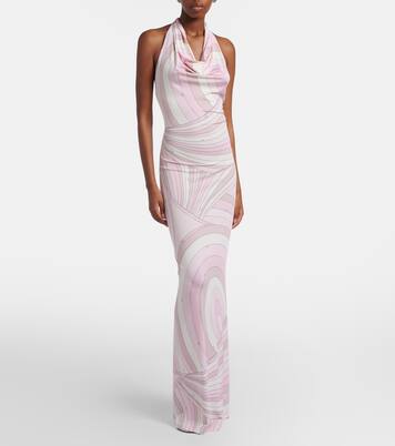 Iride halterneck satin jersey maxi dress | Pucci
