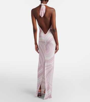 Iride halterneck satin jersey maxi dress | Pucci