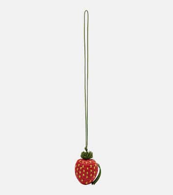 Strawberry crochet raffia coin purse with strap | Loewe
