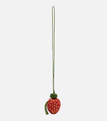 Strawberry crochet raffia coin purse with strap | Loewe