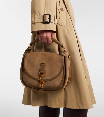 Clip Messenger suede top-handle bag | Burberry