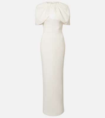 Bridal Cameron caped crêpe gown | Rebecca Vallance
