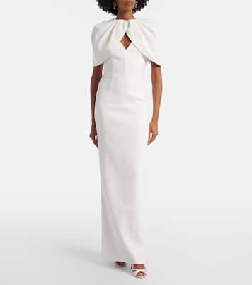 Bridal Cameron caped crêpe gown | Rebecca Vallance