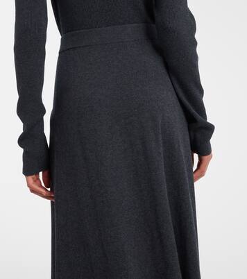 Adrienne cotton and cashmere midi skirt | Lisa Yang