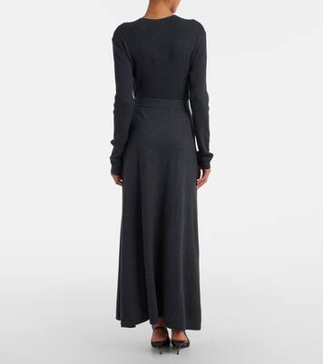 Adrienne cotton and cashmere midi skirt | Lisa Yang