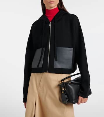 Kapuzenjacke Anagram aus Wolle mit Leder | Loewe