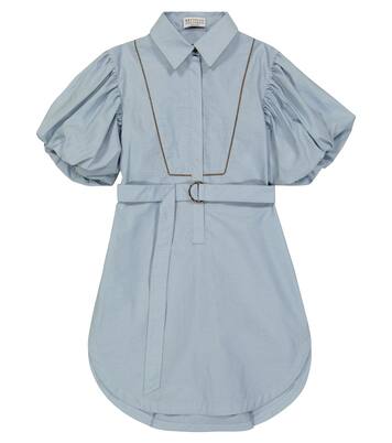 Embellished puff-sleeve dress | Brunello Cucinelli Kids