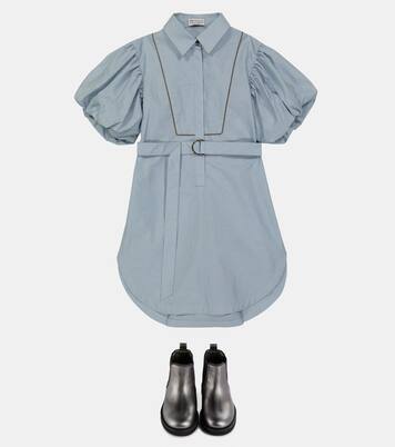 Embellished puff-sleeve dress | Brunello Cucinelli Kids