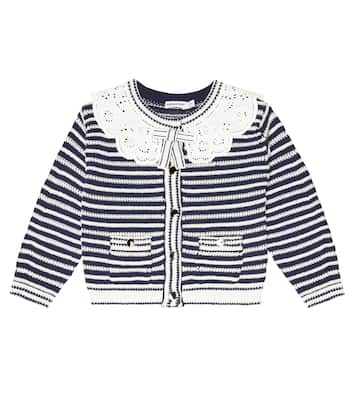 Broderie anglaise striped cardigan | Self-Portrait Kids