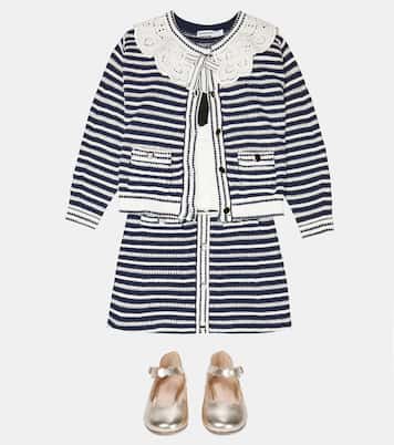 Broderie anglaise striped cardigan | Self-Portrait Kids