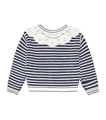 Broderie anglaise striped cardigan | Self-Portrait Kids