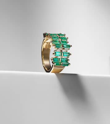 Anillo de oro de 18 ct con diamantes y esmeraldas | Suzanne Kalan