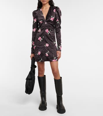 Robe en satin à fleurs | Ganni