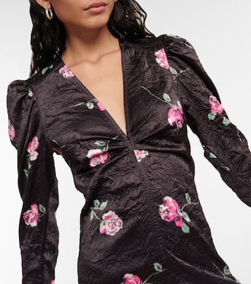 Robe en satin à fleurs | Ganni