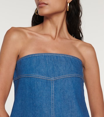 Abito midi in denim senza spalline | Ferragamo