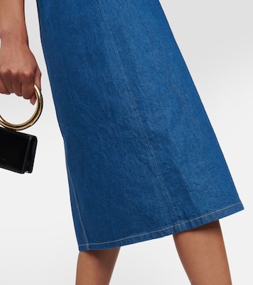 Abito midi in denim senza spalline | Ferragamo