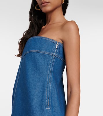 Abito midi in denim senza spalline | Ferragamo