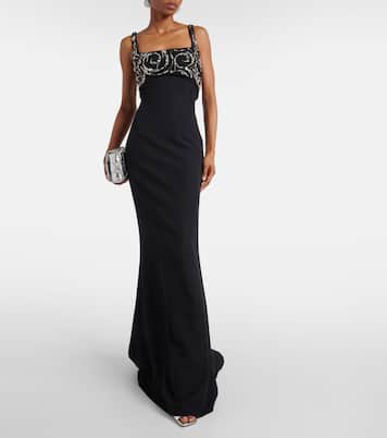 Robe longue Ezda en crêpe à ornements | Safiyaa