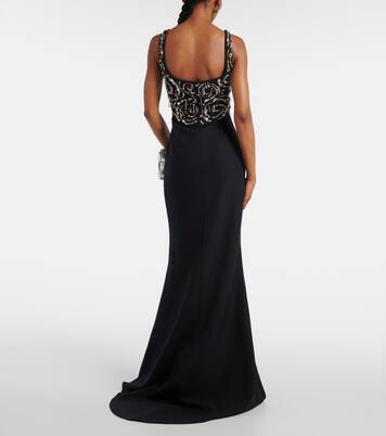 Robe longue Ezda en crêpe à ornements | Safiyaa