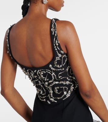 Robe longue Ezda en crêpe à ornements | Safiyaa