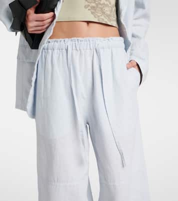 Mid-rise cotton and linen wide-leg pants | Acne Studios