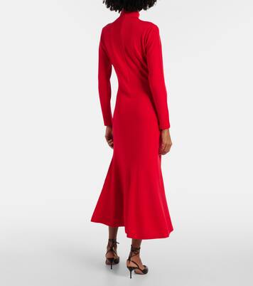Vestido midi de lana con cuello alto | Carolina Herrera