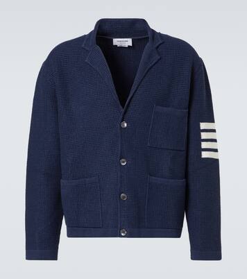 4-Bar linen and cotton-blend cardigan | Thom Browne