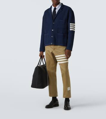 4-Bar linen and cotton-blend cardigan | Thom Browne